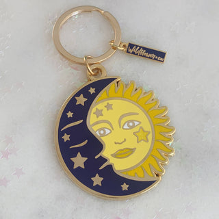 Sun & Moon Enamel Keychain - Stocking Stuffer: Packaged (carded)