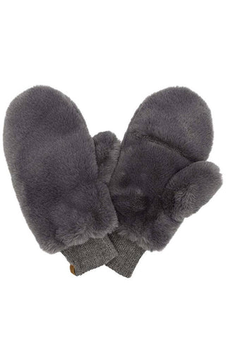 C.C Faux Fur Mittens with Shepherd Lining: Hot Pink