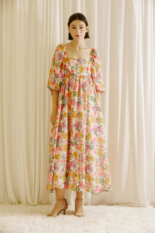 Peach Multi Floral Dress