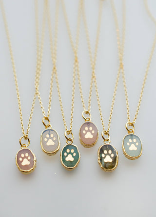 Paw Print Gemstone Necklace: 18 inches