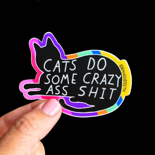 Cats Do Crazy Shit vinyl sticker, funny cat sticker