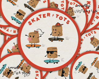 Skater Tots Skateboarding Potatoes Waterproof Vinyl Sticker
