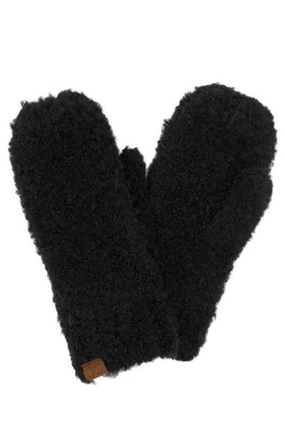 C.C Mixed Color Boucle Mittens: Black