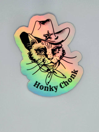 Honky Chonk cat cowboy western sticker hydroflask journal