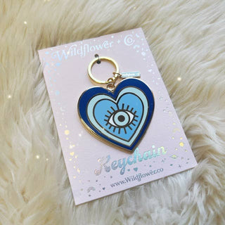 Evil Eye Heart Keychain Stocking Stuffer: Packaged (carded)