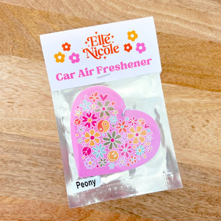 Car Air Freshener - Heart Doodle - Peony