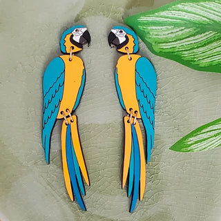 Blue Macaw Stud Dangle Earrings