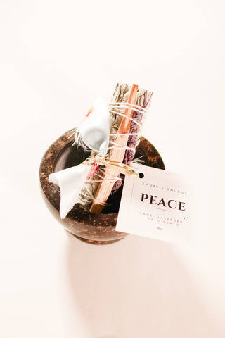 PEACE Smoke Sage Bundles, Sage + Lavender + Palo Santo