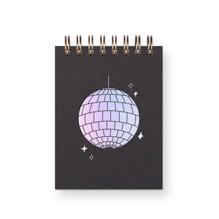 Disco Ball Mini Jotter Notebook: Peppercorn Cover | Iridescent Foil